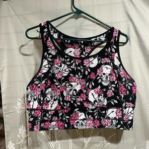 Torrid size 3 skull and rose sports bra